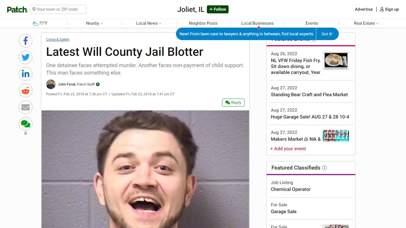 Latest Will County Jail Blotter | Joliet, IL Patch